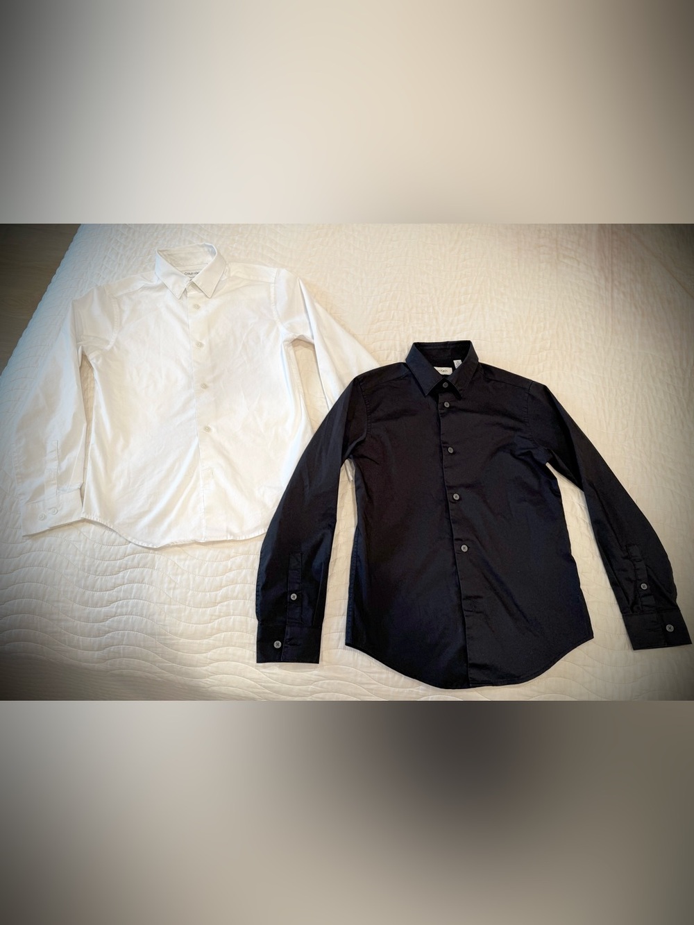 Calvin Klein BOYS White & Black Dress Shirt Set - Classic Collared Button-Front